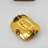 Georgian 15ct Gold Cased Citrine & Enamel Set Mourning Brooch c1820 Antique