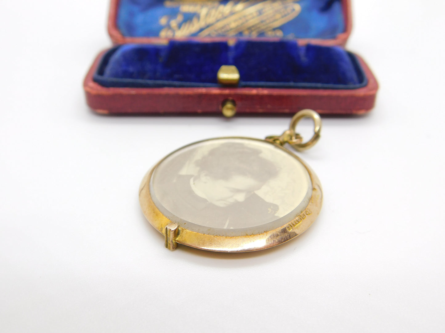 Edwardian 9ct Rose Gold Watercolour Double Locket Antique 1903 Chester