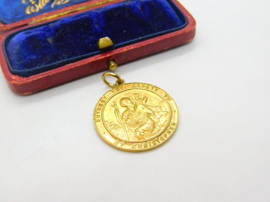 Georg Jensen 9ct Yellow Gold St Christopher Travel Pendant 1961 London Vintage