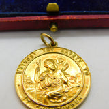 Georg Jensen 9ct Yellow Gold St Christopher Travel Pendant 1961 London Vintage