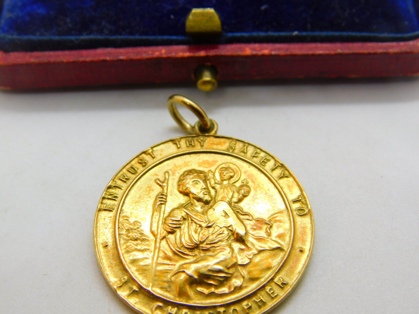 Georg Jensen 9ct Yellow Gold St Christopher Travel Pendant 1961 London Vintage