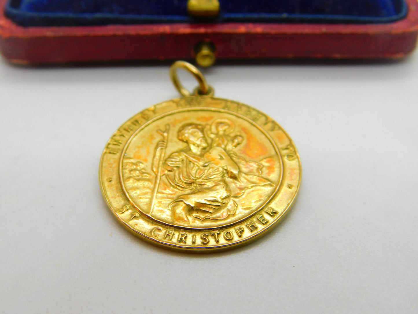 Georg Jensen 9ct Yellow Gold St Christopher Travel Pendant 1961 London Vintage