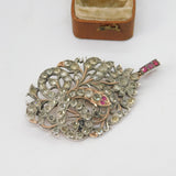 18th Century Indian Mughal Floral Snake Pendant Rock Crystal, Ruby c1780 Antique