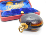 Victorian 9ct Gold & Chestnut or Fruit Nut Set Pendant Antique c1890