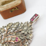 18th Century Indian Mughal Floral Snake Pendant Rock Crystal, Ruby c1780 Antique