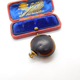Victorian 9ct Gold & Chestnut or Fruit Nut Set Pendant Antique c1890