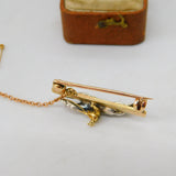 Victorian 18ct Gold, Rose Cut Diamond & Ruby Horse Racing Brooch c1860 Antique