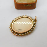 Victorian 9ct Gold & Seed Pearl Double Locket Floral Pendant Antique c1880