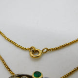 Victorian 18ct Gold, 1ct Diamond & Emerald Belle Époque Floral Pendant Necklace c1860