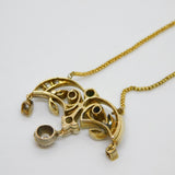 Victorian 18ct Gold, 1ct Diamond & Emerald Belle Époque Floral Pendant Necklace c1860