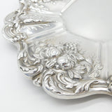 Large Reed & Barton Sterling Silver Floral Serving Platter Dish 1954 Mid-Century American