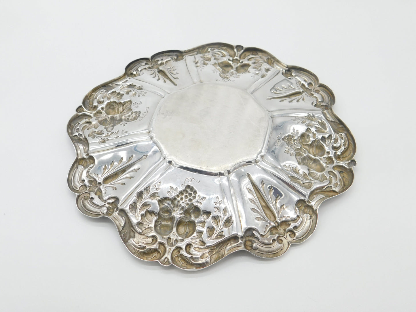 Large Reed & Barton Sterling Silver Floral Serving Platter Dish 1954 Mid-Century American