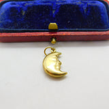 9ct Yellow Gold Man in the Moon Charm or Pendant Vintage c1970