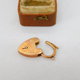 Edwardian 9ct Rose Gold Heart Lock Charm Bracelet Clasp Antique c1910