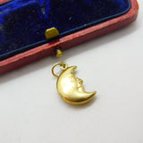 9ct Yellow Gold Man in the Moon Charm or Pendant Vintage c1970
