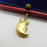 9ct Yellow Gold Man in the Moon Charm or Pendant Vintage c1970