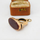 Edwardian 9ct Rose Gold Carnelian Set Fob Seal Pendant Antique c1910