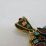 19th Century Austro Hungarian .900 Silver Gilt, Garnet, Turquoise, Enamel Locket Antique c1860s
