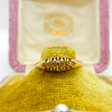 Victorian 18ct Gold & Five-Stone 0.1ct Diamond Boat Ring Antique c1890