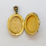 19th Century Austro Hungarian .900 Silver Gilt, Garnet, Turquoise, Enamel Locket Antique c1860s