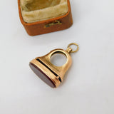 Edwardian 9ct Rose Gold Carnelian Set Fob Seal Pendant Antique c1910
