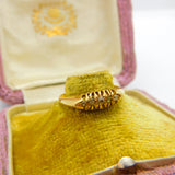 Victorian 18ct Gold & Five-Stone 0.1ct Diamond Boat Ring Antique c1890