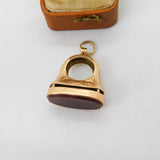 Edwardian 9ct Rose Gold Carnelian Set Fob Seal Pendant Antique c1910