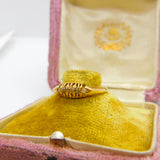 Victorian 18ct Gold & Five-Stone 0.1ct Diamond Boat Ring Antique c1890
