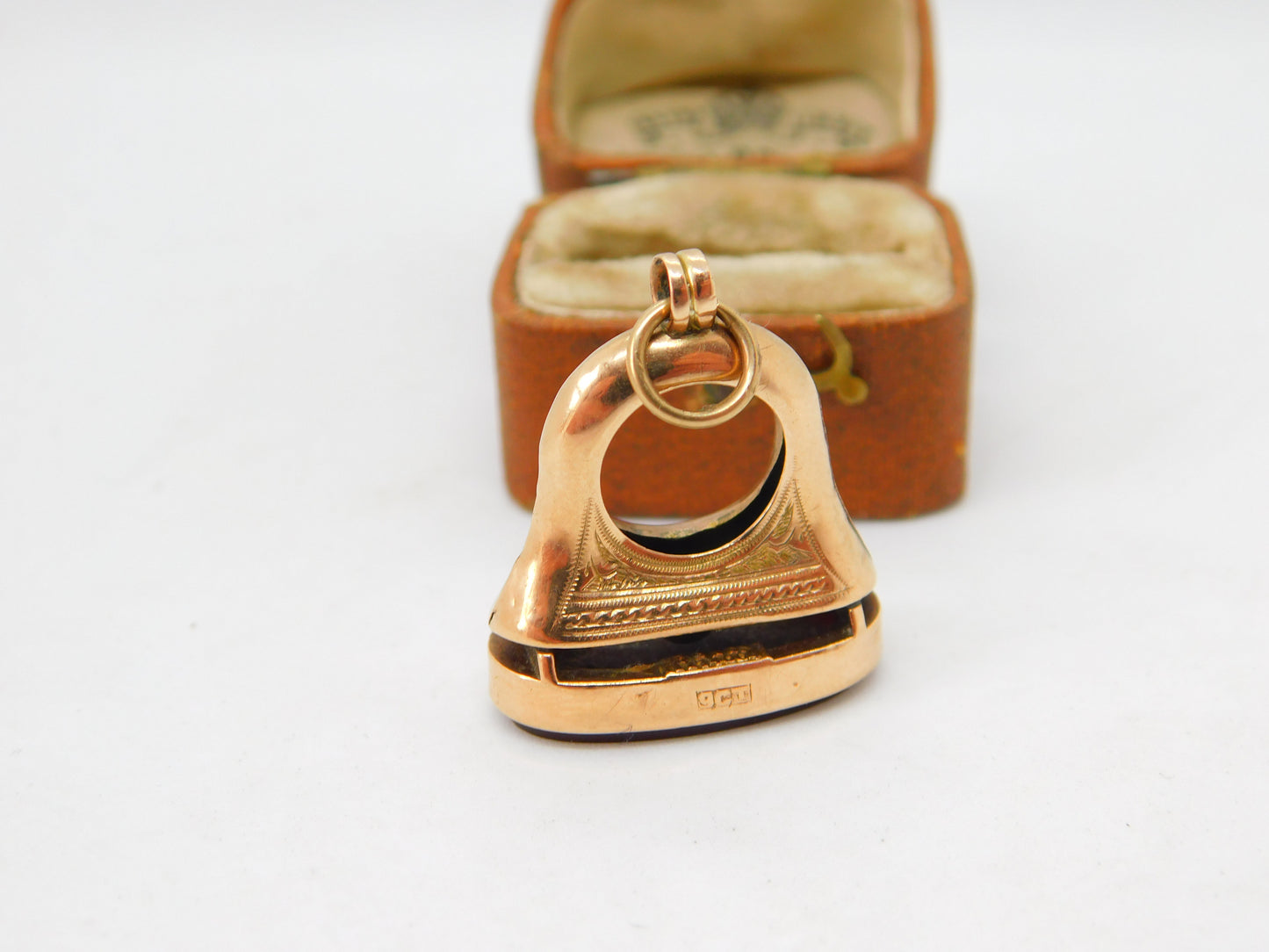 Edwardian 9ct Rose Gold Carnelian Set Fob Seal Pendant Antique c1910