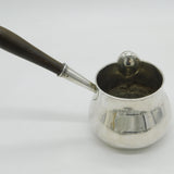 George III Sterling Silver & Wooden Crested Brandy Pan Antique c1800 London