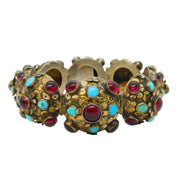 19th Century Austro Hungarian Sterling Silver, Garnet, Turquoise Bracelet c1860s