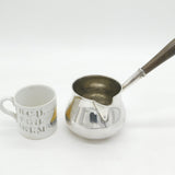 George III Sterling Silver & Wooden Crested Brandy Pan Antique c1800 London