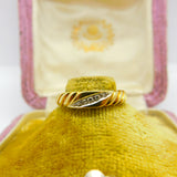 18ct Yellow Gold & Five-Stone Diamond Twist Ring Vintage c1970 Size L 1/2 UK