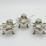 Newcastle Assay George II Sterling Silver Shell Form Salt Cellars Antique 1747