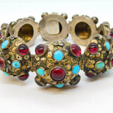 19th Century Austro Hungarian Sterling Silver, Garnet, Turquoise Bracelet c1860s