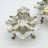 Newcastle Assay George II Sterling Silver Shell Form Salt Cellars Antique 1747