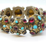 19th Century Austro Hungarian Sterling Silver, Garnet, Turquoise Bracelet c1860s