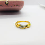 18ct Yellow Gold & Five-Stone Diamond Twist Ring Vintage c1970 Size L 1/2 UK