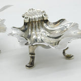 Newcastle Assay George II Sterling Silver Shell Form Salt Cellars Antique 1747