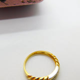 18ct Yellow Gold & Five-Stone Diamond Twist Ring Vintage c1970 Size L 1/2 UK
