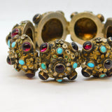 19th Century Austro Hungarian Sterling Silver, Garnet, Turquoise Bracelet c1860s