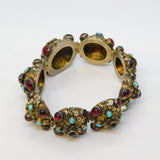 19th Century Austro Hungarian Sterling Silver, Garnet, Turquoise Bracelet c1860s