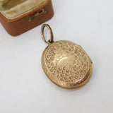 Victorian 9ct Yellow Gold Back & Front Floral Locket Pendant Antique c1880