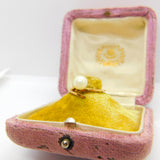 18ct Yellow Gold & Pearl Set Modernist Twist Band Ring Vintage c1970 Size J UK