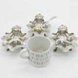 Newcastle Assay George II Sterling Silver Shell Form Salt Cellars Antique 1747