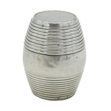 George III Sterling Silver Novelty Barrel Form Nutmeg Grater Antique c1750 'DJ'