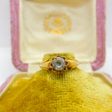 Victorian Yellow Gold & 0.3ct White Sapphire Band Ring Antique c1880 H 1/2 UK