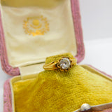 Victorian Yellow Gold & 0.3ct White Sapphire Band Ring Antique c1880 H 1/2 UK