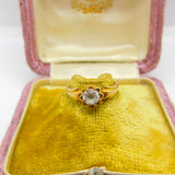 Victorian Yellow Gold & 0.3ct White Sapphire Band Ring Antique c1880 H 1/2 UK