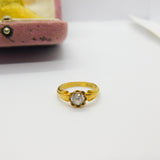 Victorian Yellow Gold & 0.3ct White Sapphire Band Ring Antique c1880 H 1/2 UK